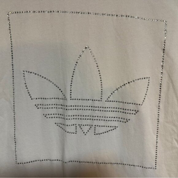 Adidas Originals Trefoil Rhinestone Logo T-Shirt White Women’s Size M - Picture 4 of 6